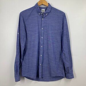 Zara Women's Relaxed Fit Cotton Chambray Button‎ Down Long Sleeve Shirt Size M